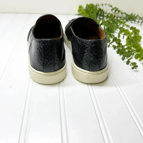 Frye Gemma Black Calf Hair & Faux Snakeskin Slip On Sneakers Women's Size 7.5 - Picture 4 of 7